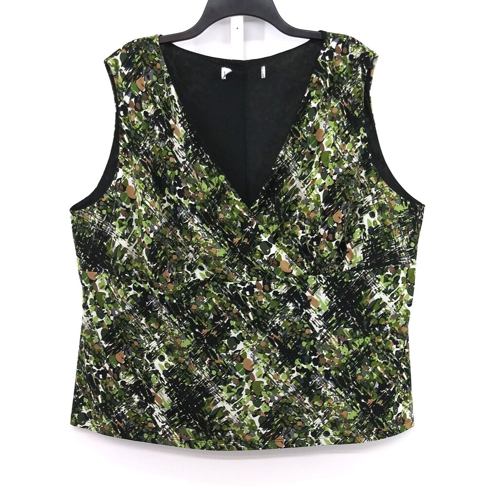 Jones Studio Blouse Women Size 24W Multicolor Sleeveless V-Neck Casual Top
